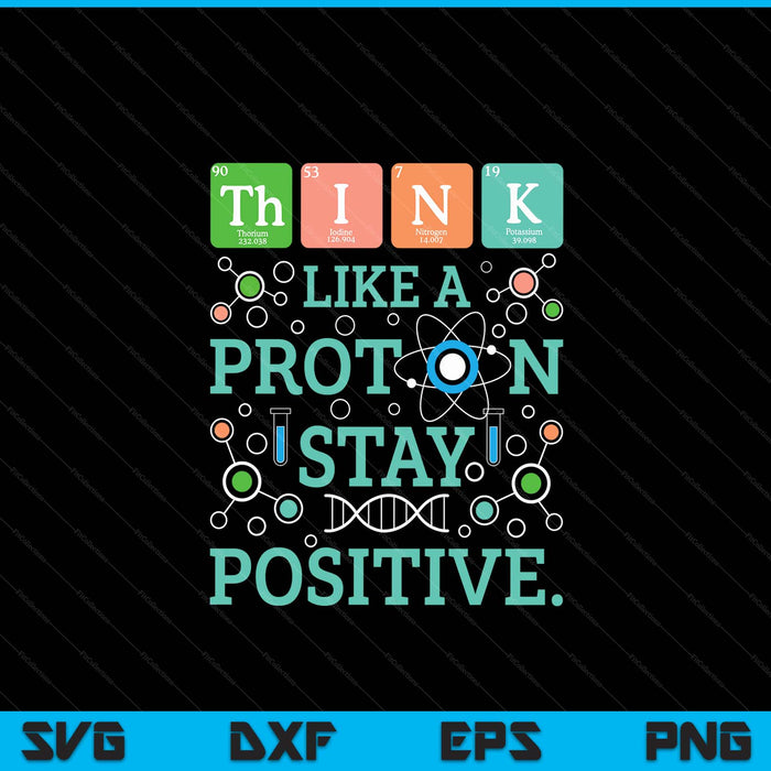 Think like a proton stay positive chemistry humor science SVG cut file
