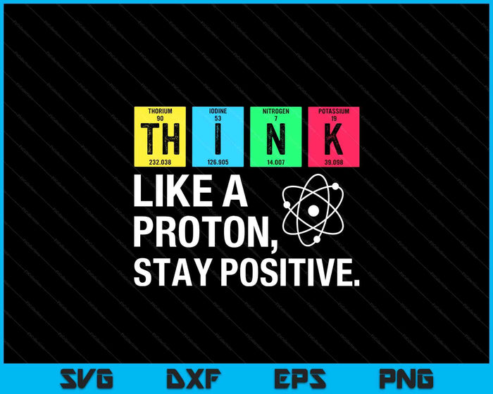 Think Like A Proton Stay Positive Funny Science SVG PNG Digital Printable Files