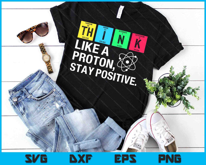 Think Like A Proton Stay Positive Funny Science SVG PNG Digital Printable Files