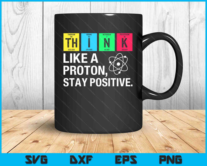 Think Like A Proton Stay Positive Funny Science SVG PNG Digital Printable Files
