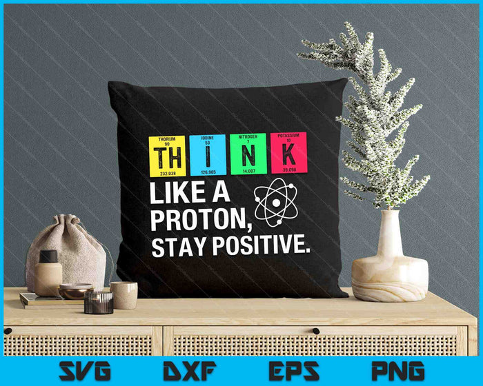 Think Like A Proton Stay Positive Funny Science SVG PNG Digital Printable Files