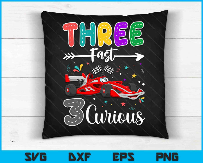 Derde snelle 3 Curious Racing 3e verjaardagscadeaus jongen meisje SVG PNG digitale snijbestanden