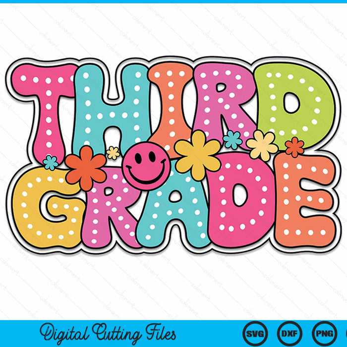 Third grade groovy happy first day of school bright dots SVG cut file