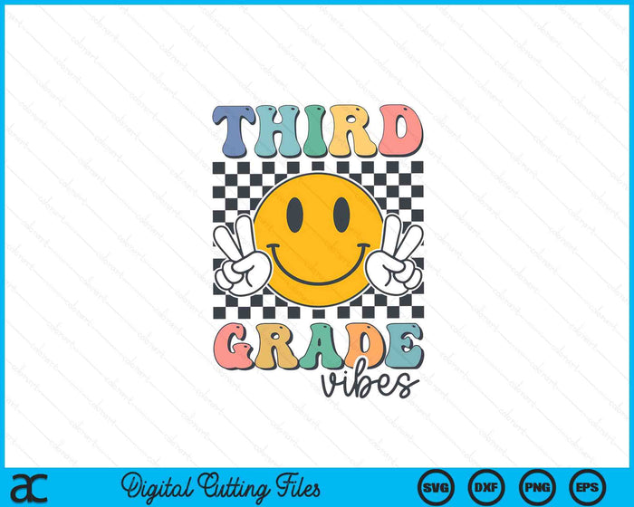 Third Grade Vibes Retro Smile Back To School 3rd Grade SVG PNG Digital Cutting Files
