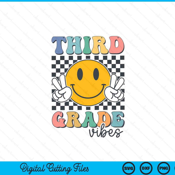 Third grade vibes retro smile back to school 3rd grade SVG cut file