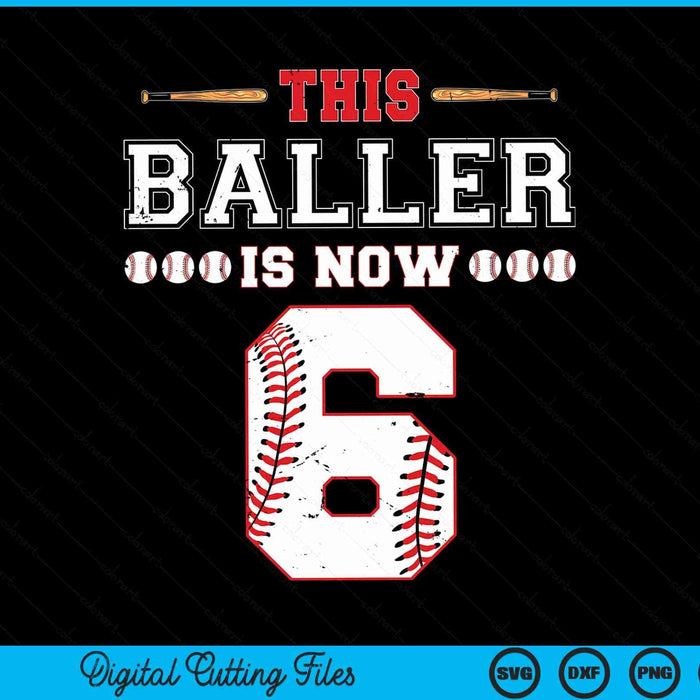 This baller is now 6 birthday baseball theme bday party SVG cut file