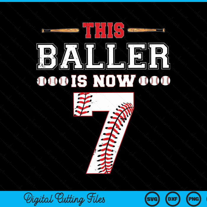 This baller is now 7 birthday baseball theme bday party SVG cut file