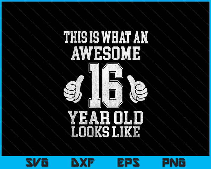 This Is What An Awesome 16 Year Old Looks Like 16th Birthday SVG PNG Digital Printable Files