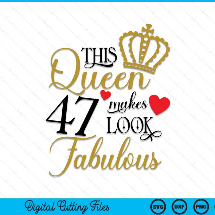 This Queen Makes 47 Look Fabulous SVG PNG Cutting Printable Files