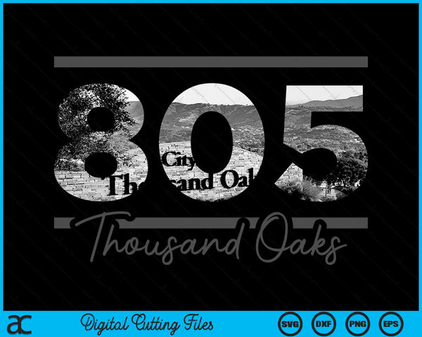 Thousand Oaks 805 Area Code Skyline California Vintage SVG PNG Digital Cutting Files