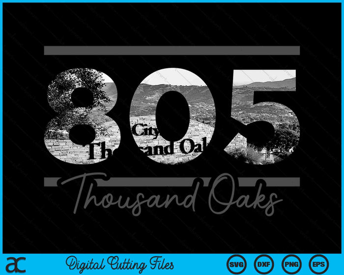 Thousand Oaks 805 Netnummer Skyline Californië Vintage SVG PNG digitale snijbestanden