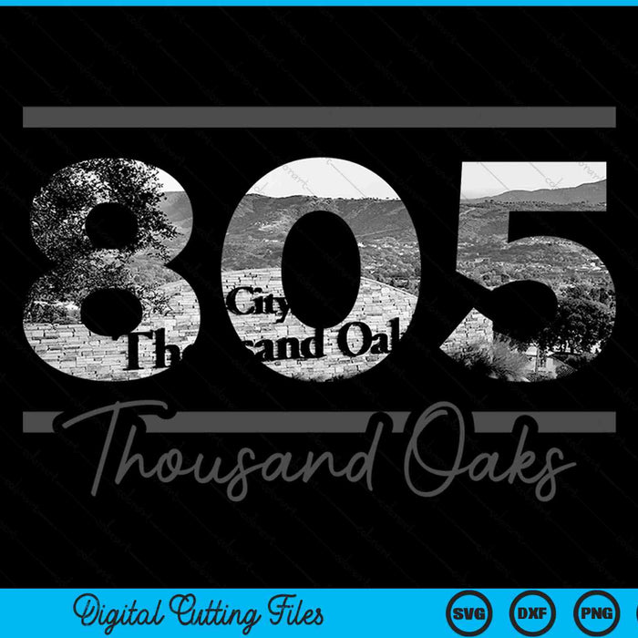 Thousand oaks 805 area code skyline California vintage SVG PNG cut file for Cricut