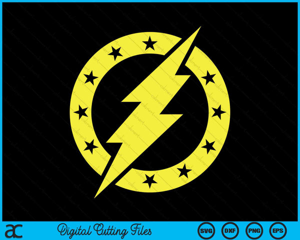 ThunderBolt en Lightning Circle Stars Logo Band SVG PNG digitale snijbestanden