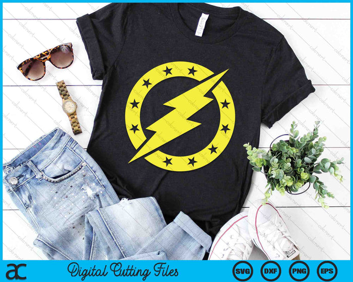 ThunderBolt en Lightning Circle Stars Logo Band SVG PNG digitale snijbestanden