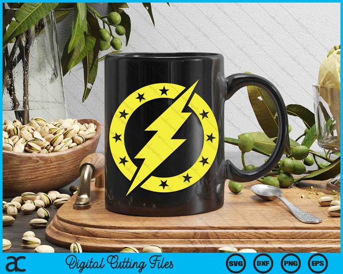 ThunderBolt and Lightning Circle Stars Logo Band SVG PNG Digital Cutting Files