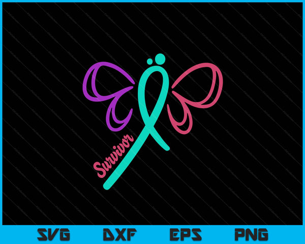 Thyroid cancer survivor warrior awareness butterfly SVG cut file