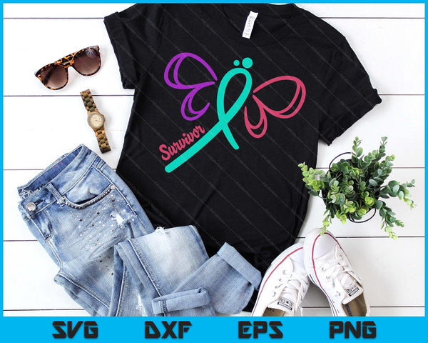 Thyroid Cancer Survivor Warrior Cancer Awareness Butterfly SVG PNG Digital Printable Files
