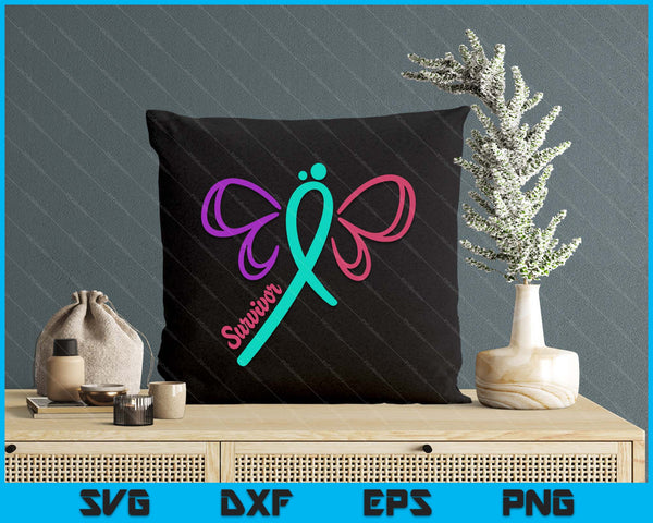 Thyroid Cancer Survivor Warrior Cancer Awareness Butterfly SVG PNG Digital Printable Files