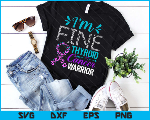 Thyroid Warrior I'm Fine Thyroid Cancer Ribbon Awareness SVG PNG Digital Printable Files