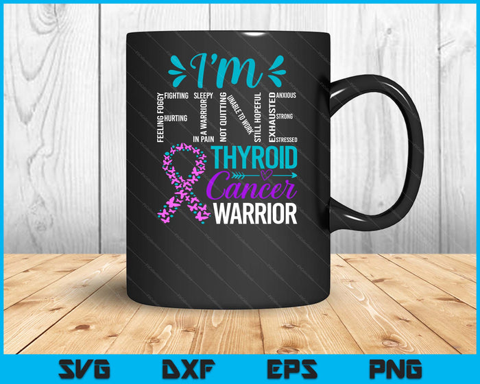 Thyroid Warrior I'm Fine Thyroid Cancer Ribbon Awareness SVG PNG Digital Printable Files