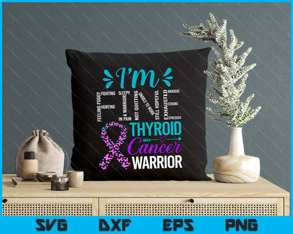 Thyroid Warrior I'm Fine Thyroid Cancer Ribbon Awareness SVG PNG Digital Printable Files