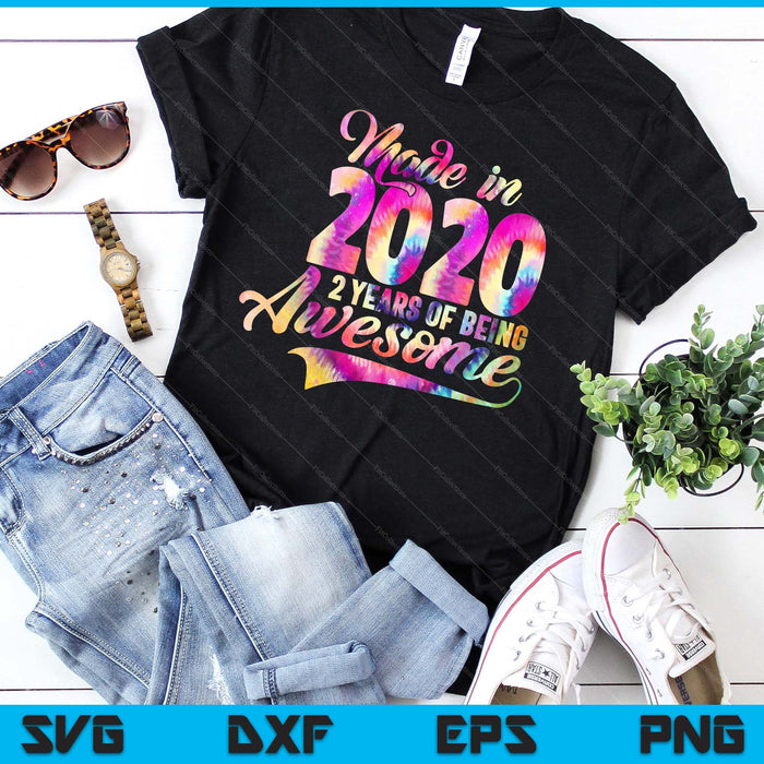 Tie-Dye Made In 2020 02 Year Of Being Awesome 02 Birthday SVG PNG Digital Cutting Files