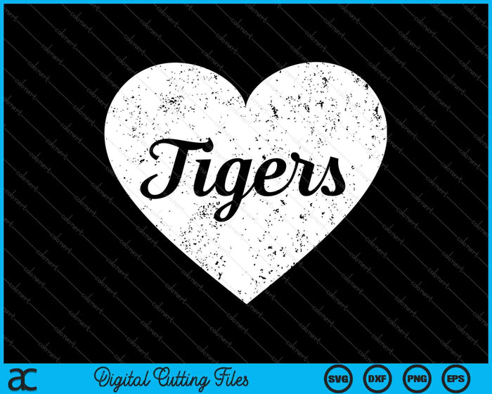 Tigers School Sports Fan Team Spirit Mascot Cute Heart SVG PNG Cutting Printable Files