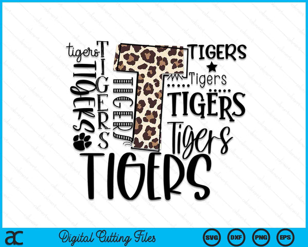 Tigers typography tigers football leopard American SVG PNG cut file for Cricut