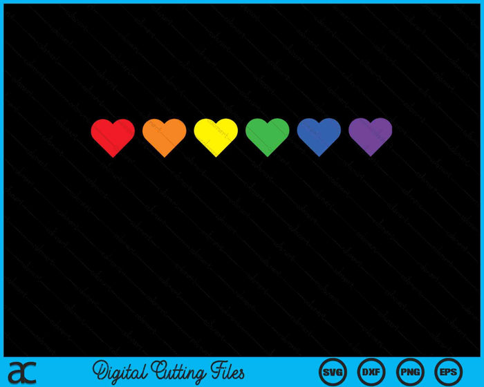 Tiny Rainbow Hearts Subtle Pride Month Flag LGBT SVG PNG Digital Cutting Files