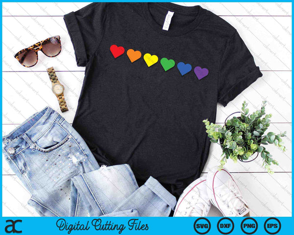 Tiny Rainbow Hearts subtiele Pride Month vlag LGBT SVG PNG digitale snijbestanden
