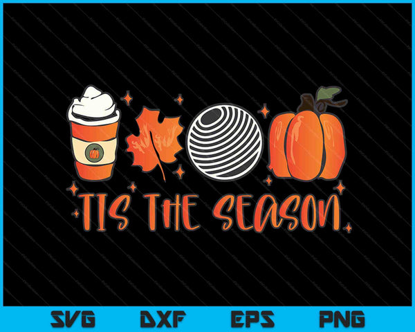 Tis the season pumpkin leaf latte fall dodgeball, Halloween SVG cut file