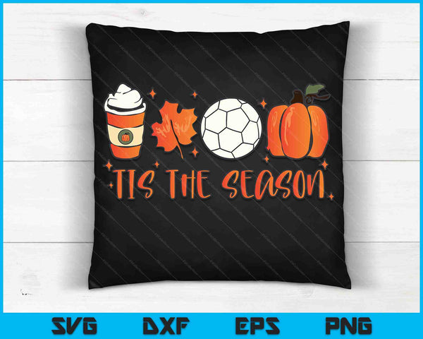 Tis The Season Pumpkin Leaf Latte Otoño Fútbol SVG PNG Archivos de corte digital