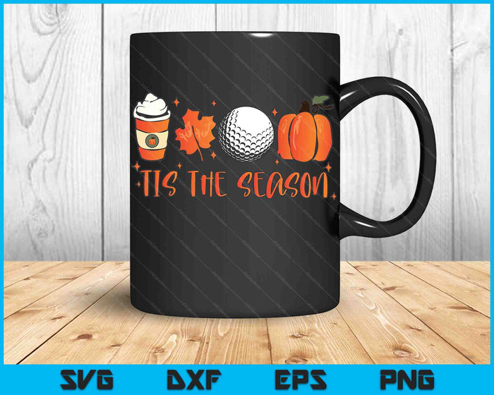 Dit is het seizoen Pumpkin Leaf Latte Fall Golfbal SVG PNG digitale snijbestanden