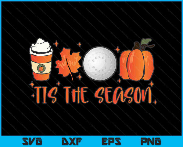 Tis The Season Pumpkin Leaf Latte Otoño Hockey SVG PNG Archivos de corte digital