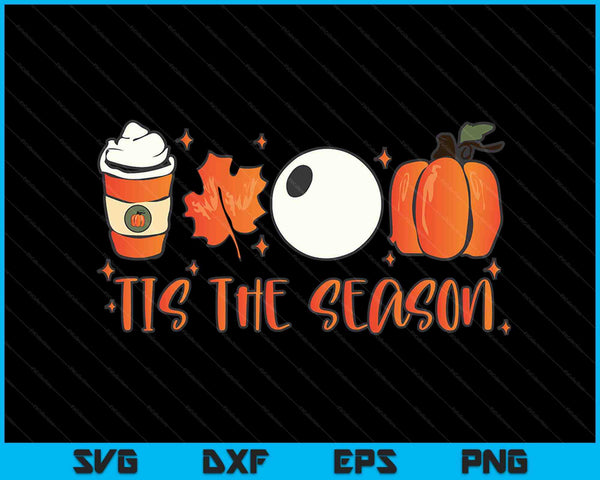 Tis the season pumpkin leaf latte fall pool ball, Halloween SVG cut file