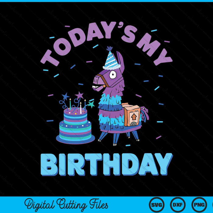 Todays my birthday llama party decorations SVG cut file