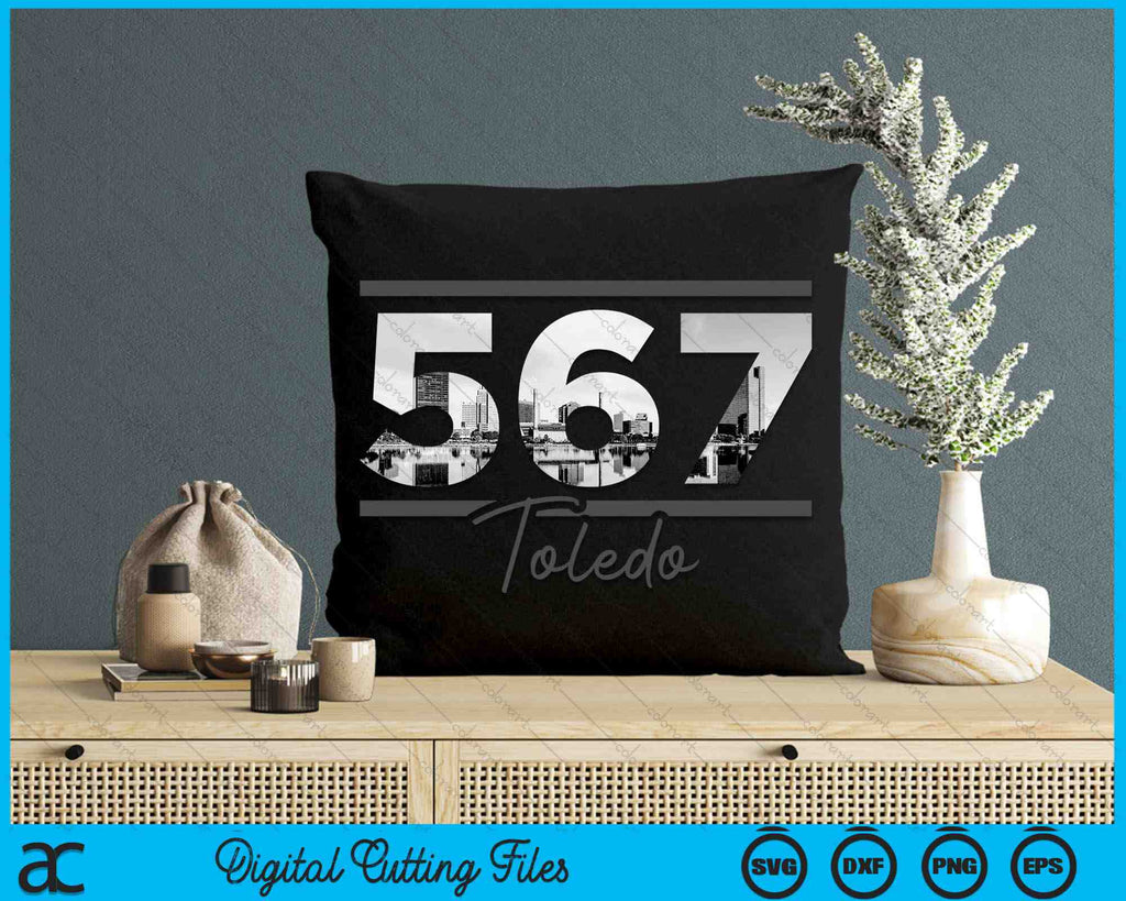 Toledo 567 Area Code Skyline Ohio Vintage SVG Digital Cutting Files ...