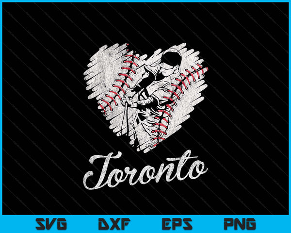 Toronto Baseball Heart Distressed Vintage Baseball Fans SVG PNG Digital Printable Files