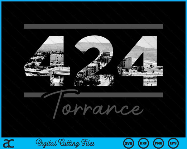 Torrance 424 Area Code Skyline California Vintage SVG PNG Digital Cutting Files