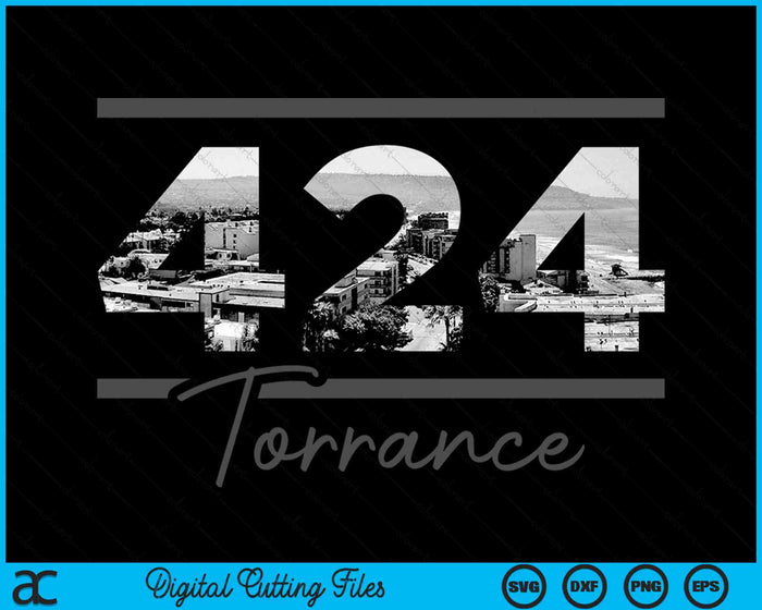 Torrance 424 Netnummer Skyline Californië Vintage SVG PNG digitale snijbestanden