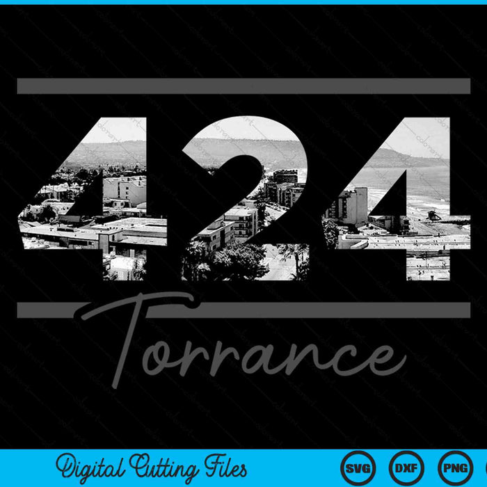 Torrance 424 Area Code Skyline California Vintage SVG PNG Digital Cutting Files