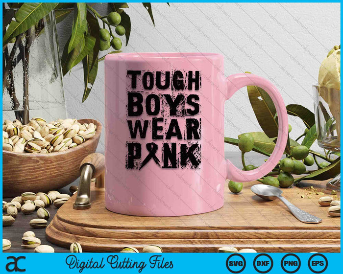 Tough Boys Wear Pink Funny Breast Cancer Awareness Men Kids SVG PNG Digital Cutting Files