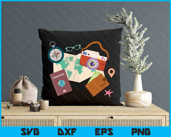 Tourist Holidays Costume Camera Passport Traveling Vacation SVG PNG Digital Printable Files