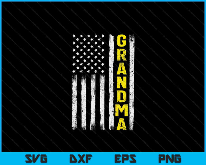 Sleepwagenchauffeur gele lijn oma USA vlag SVG PNG digitale snijbestanden