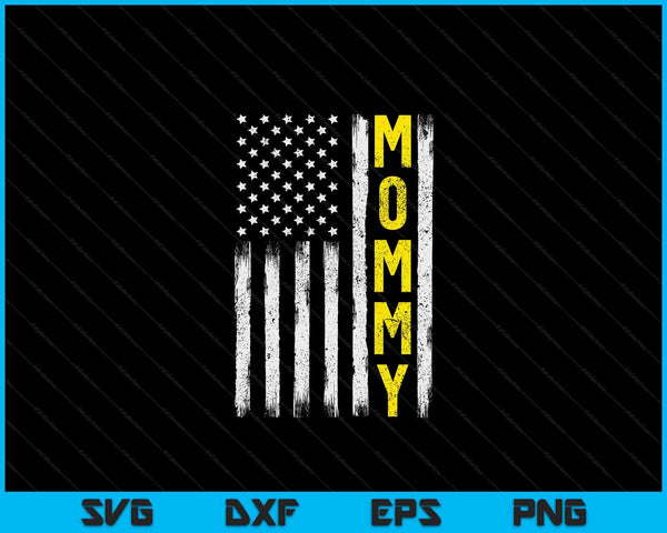 Sleepwagenchauffeur gele lijn mama USA vlag SVG PNG digitale snijbestanden