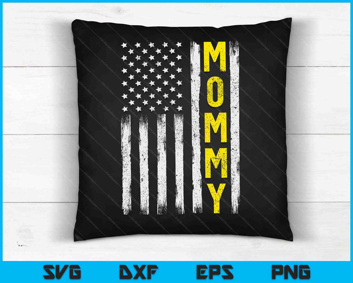 Sleepwagenchauffeur gele lijn mama USA vlag SVG PNG digitale snijbestanden