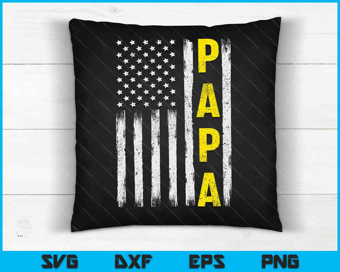 Sleepwagenchauffeur gele lijn Papa USA vlag SVG PNG digitale snijbestanden