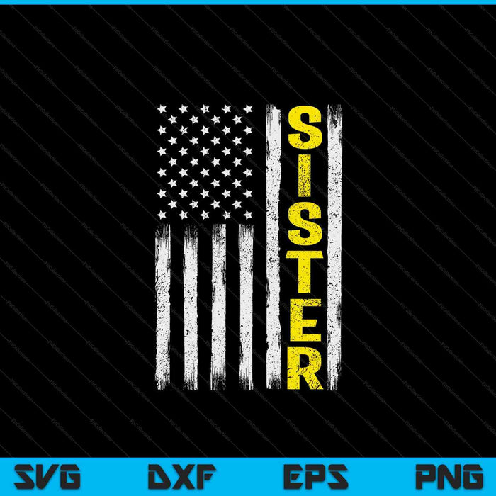Tow truck driver yellow line sister USA flag SVG cut file