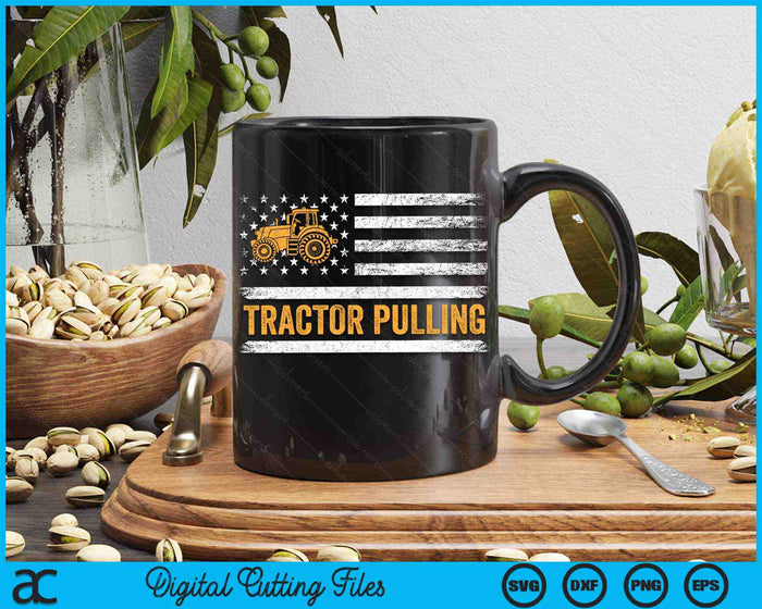 Tractor Pulling American Flag 4th Of July SVG PNG Cutting Printable Files