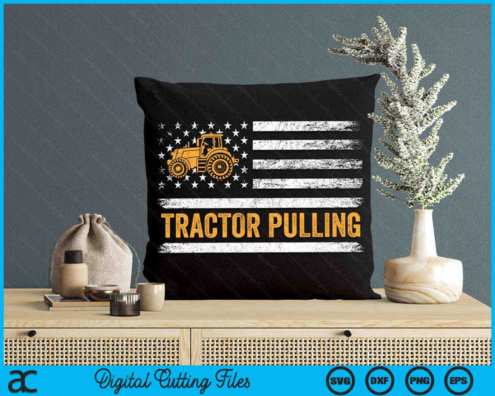 Tractor trekt Amerikaanse vlag 4 juli SVG PNG snijden afdrukbare bestanden